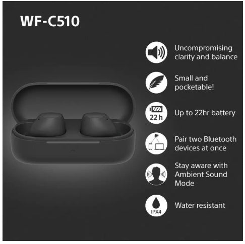 Sony WF-C510 True Wireless Earbuds - Black